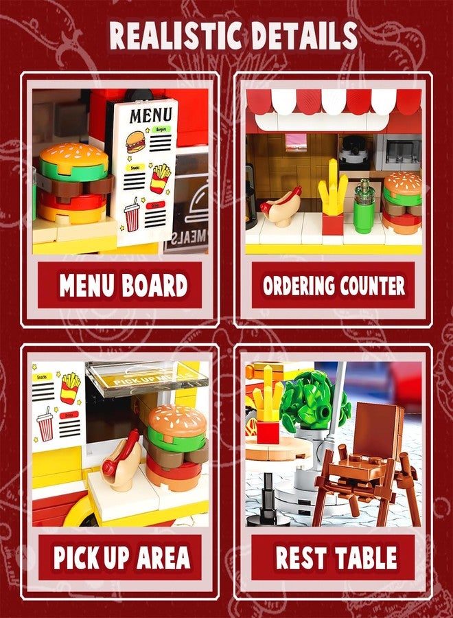 Mov stone Friends Burger Truck Building Set - Compatible with Lego City, Creative Fast Food Truck Playset for Girls, Fun Pretend Play Gift for Kids Ages 6+ - Image 3